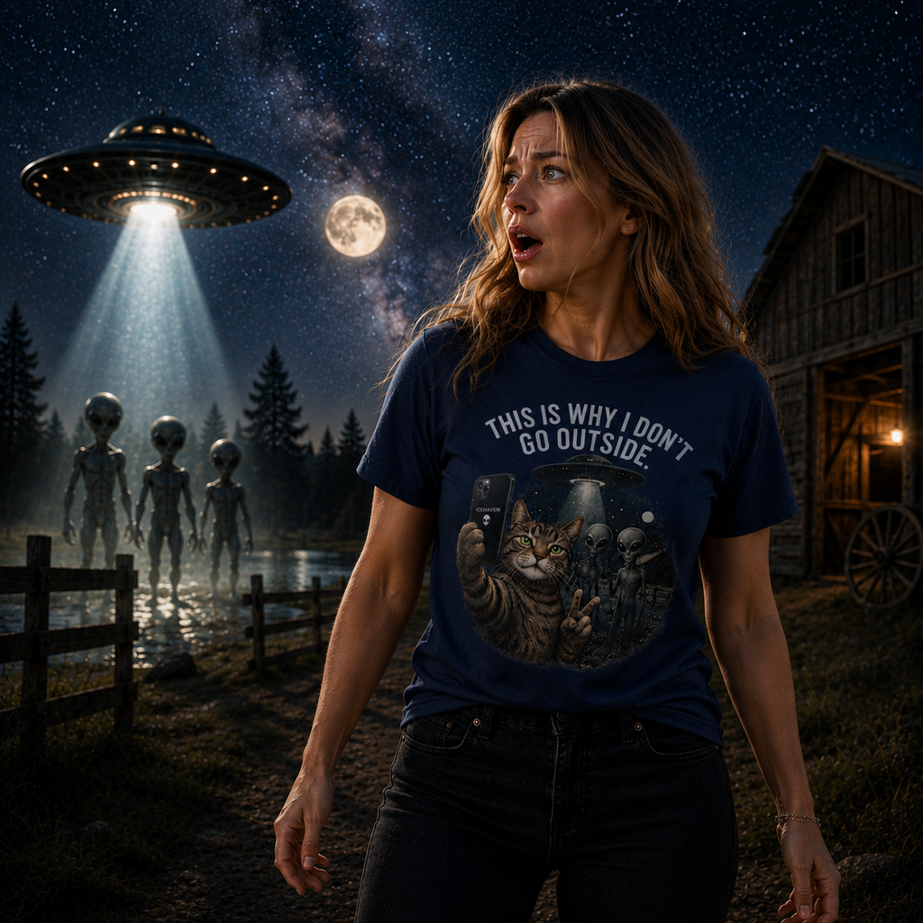 This Is Why I Don't Go Outside - Cat Alien T-Shirt