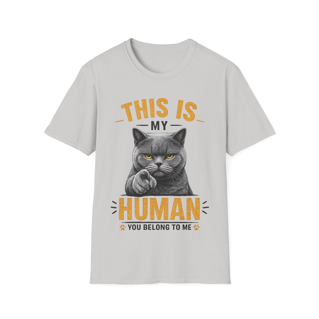 This Is My Human Funny Cat Lover T-Shirt – Grumpy Cat Graphic Tee for Cat Moms & Cat Dads