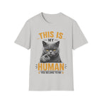 This Is My Human Funny Cat Lover T-Shirt – Grumpy Cat Graphic Tee for Cat Moms & Cat Dads