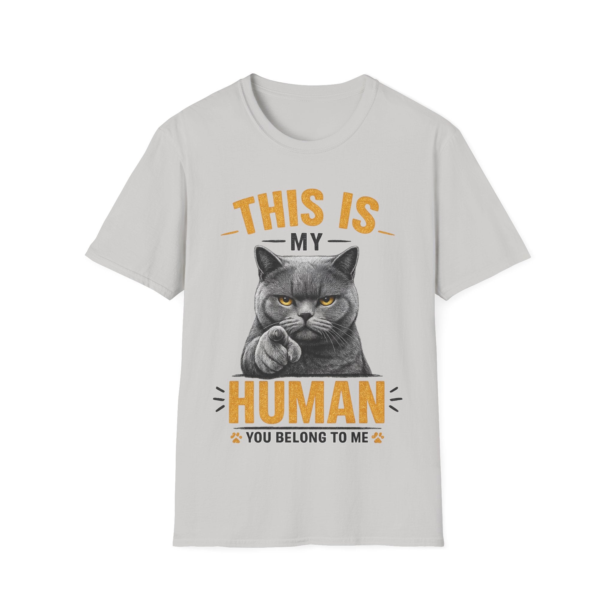 This Is My Human Funny Cat Lover T-Shirt – Grumpy Cat Graphic Tee for Cat Moms & Cat Dads