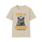 This Is My Human Funny Cat Lover T-Shirt – Grumpy Cat Graphic Tee for Cat Moms & Cat Dads