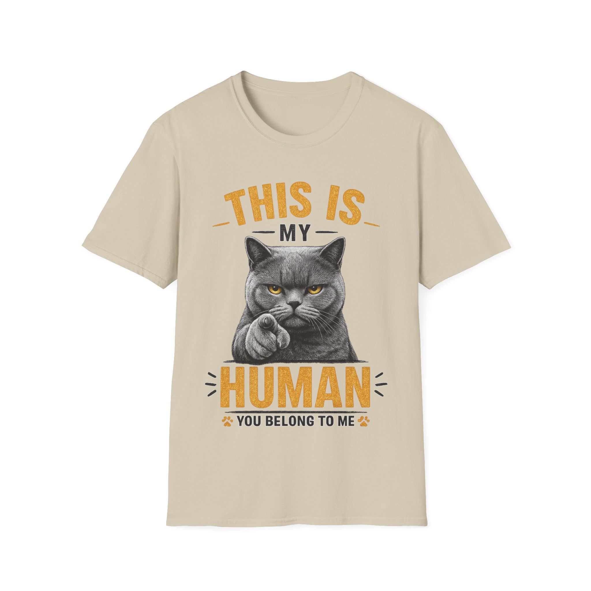 This Is My Human Funny Cat Lover T-Shirt – Grumpy Cat Graphic Tee for Cat Moms & Cat Dads