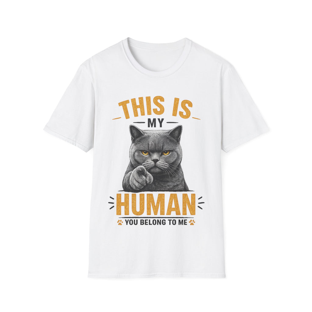 This Is My Human Funny Cat Lover T-Shirt – Grumpy Cat Graphic Tee for Cat Moms & Cat Dads