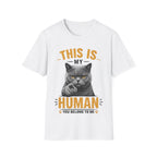 This Is My Human Funny Cat Lover T-Shirt – Grumpy Cat Graphic Tee for Cat Moms & Cat Dads