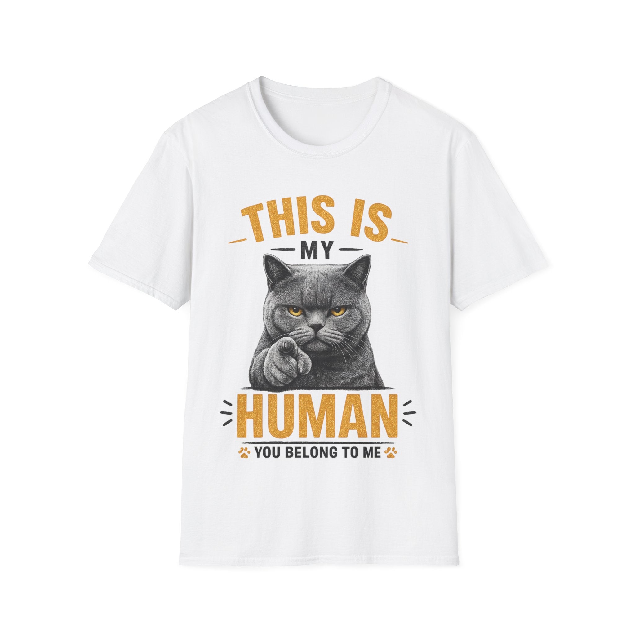This Is My Human Funny Cat Lover T-Shirt – Grumpy Cat Graphic Tee for Cat Moms & Cat Dads