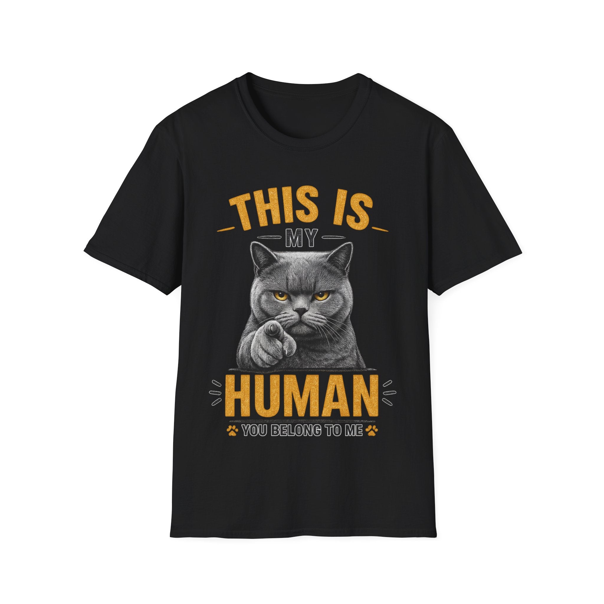 This Is My Human Funny Cat Lover T-Shirt – Grumpy Cat Graphic Tee for Cat Moms & Cat Dads