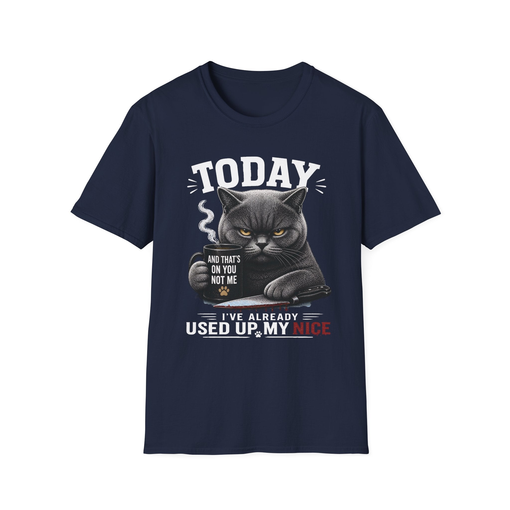 British Shorthair Cat “Today I’ve Already Used Up My Nice” Funny Cat Lover Graphic Tee